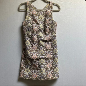 Zara paisley jacquard tapestry floral high neck mini dress Sz M